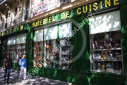Storefront of a cooking supply store near Les Halles in Paris, France.