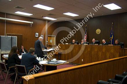 Courtroom scene showing the five members of the Idaho Supreme Court at Twin Falls, Idaho. 11/5/09