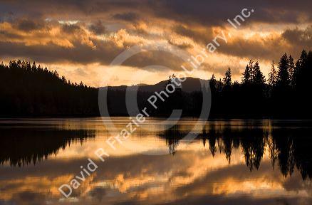 Sunset on Hammersley Inlet near Shelton, Washington, USA.