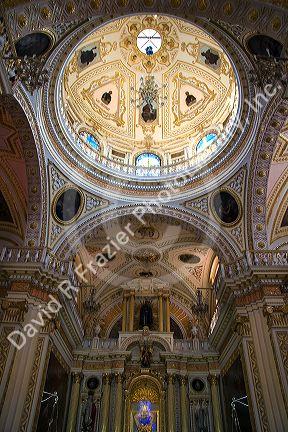Interior of the Iglesia de Nuestra Senora de los Remedios is a Mexican church located in Cholula, Puebla, Mexico.