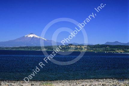 Villarrica volcano and lake at Pucon, Chile.