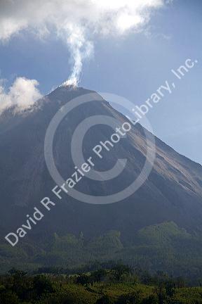 Arenal Volcano erupting during the day near La Fortuna, San Carlos, Costa Rica.