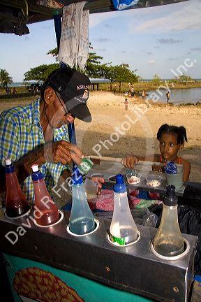 Shaved ice vendor at Puerto Limon, Costa Rica.