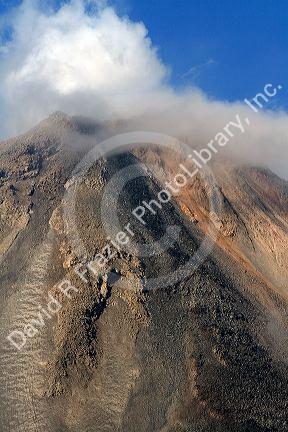 Arenal Volcano erupting during the day near La Fortuna, San Carlos, Costa Rica.