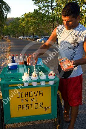 Shaved ice vendor at Playa Carrillo near Samara, Costa Rica.