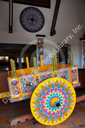 Carretas are elaborately painted oxcarts in the city of Sarchi Norte, Cosat Rica.