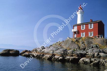 Fisgard Lighthouse in the Fort Rodd Hill National Historic Park, Victoria, British Columbia.