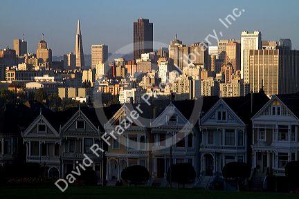 Painted Ladies victorian houses near Alamo Square in San Francisco, California, USA.