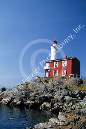 Fisgard Lighthouse in the Fort Rodd Hill National Historic Park, Victoria, British Columbia.