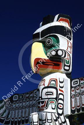 A totem pole In Vancouver, Canada.