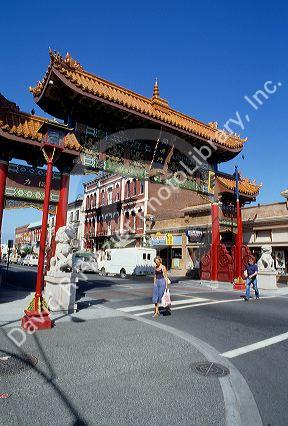 The entrance gate to Chinatown in Victoria, British Columbia.