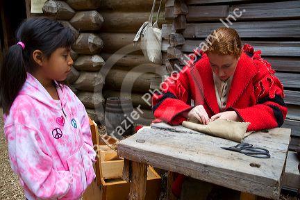 Historical reenactment at Fort Clatsop National Memorial near Astoria, Oregon, USA.