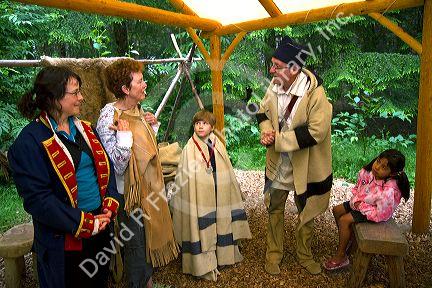 Historical reenactment at Fort Clatsop National Memorial near Astoria, Oregon, USA.