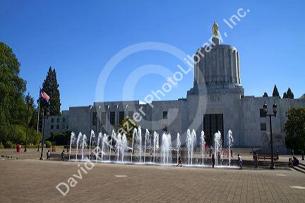 The Oregon State Capitol building located in Salem, Oregon, USA.