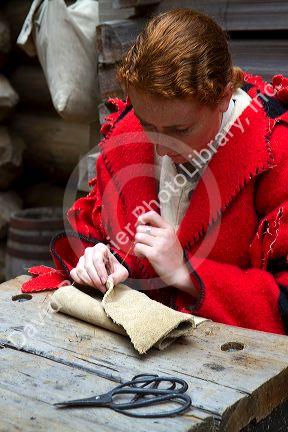 Historical reenactment at Fort Clatsop National Memorial near Astoria, Oregon, USA.