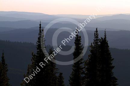 View from the summit of Green Mountain along the historic Magruder Corridor road that devides the Frannk Church-River of No Return Wilderness Area and the Selway-Bitterwoot Wilderness in Idaho, USA.