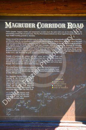 Signs marking the historic Magruder Corridor road that devides the Frannk Church-River of No Return Wilderness Area and the Selway-Bitterwoot Wilderness in Idaho, USA.