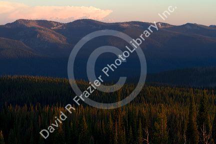 View from the summit of Green Mountain along the historic Magruder Corridor road that devides the Frannk Church-River of No Return Wilderness Area and the Selway-Bitterwoot Wilderness in Idaho, USA.
