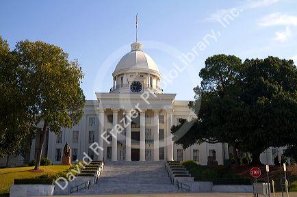 The Alabama State Capitol Building located on Goat Hill in Montgomery, Alabama, USA.