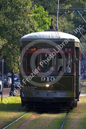 St. Charles Streetcar Line in the Garden District of New Orleans, Louisiana, USA.