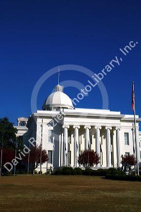 The Alabama State Capitol Building located on Goat Hill in Montgomery, Alabama, USA.