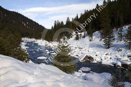 The North Fork of the Payette River during winter, Valley County, Idaho, USA.