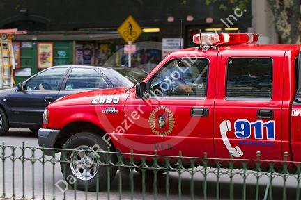 Fire command truck in Buenos Aires, Argentina.