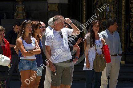 Pedestians on Florida Street in the Retiro barrio of Buenos Aires, Argentina.