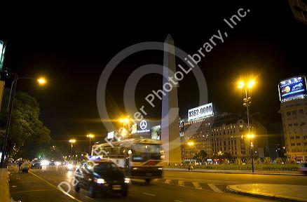 Oblelisk of Buenos Aires and Avenida 9 de Julio, Argentina.