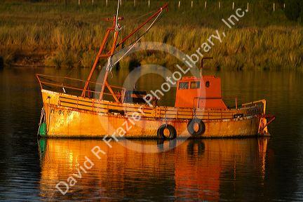 Fishing boat anchored at the port of Necochea, Argentina.
