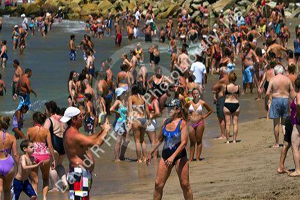Beach scene at Mar del Plata, Argentina.