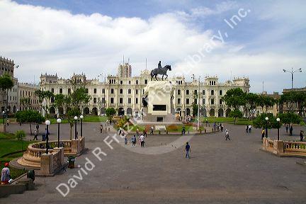 Plaza San Martin located within the Historic Centre of Lima, Peru.