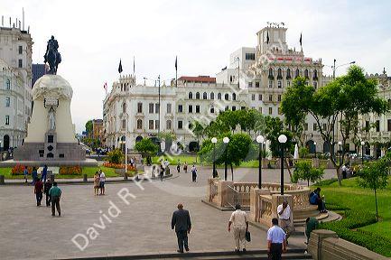 Plaza San Martin located within the Historic Centre of Lima, Peru.
