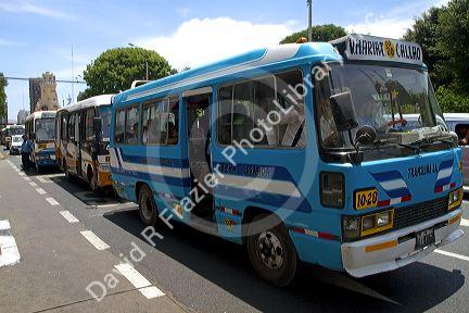 Public transportation bus in downtown Lima, Peru.