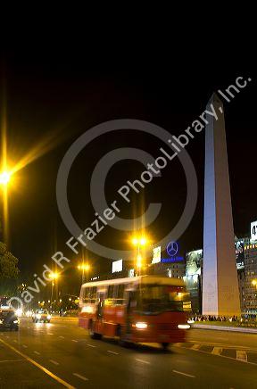 Oblelisk of Buenos Aires and Avenida 9 de Julio, Argentina.