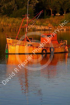 Fishing boat anchored at the port of Necochea, Argentina.