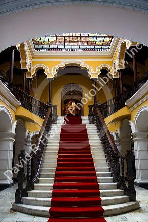 Staircase at the Archbishop's Palace located in the Plaza Mayor in Lima, Peru.