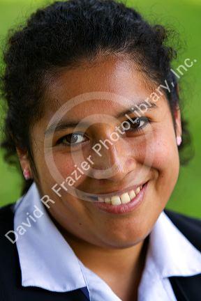 Portrait of a peruvian woman in Lima, Peru.