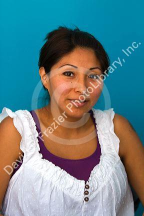 Portrait of a peruvian woman in Lima, Peru.