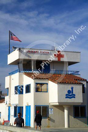 Lifeguard station at Mission Beach, San Diego, California, USA.