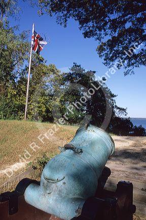 A French cannon on the battlefield at Yorktown, Virginia.