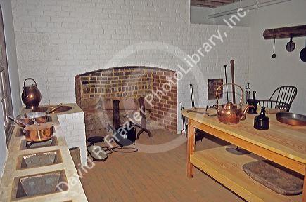 Colonial kitchen at the Thomas Jefferson estate Monticello near Charllotesville, Virginia.