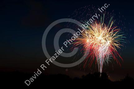 Fourth of July fireworks display in Boise, Idaho, USA.