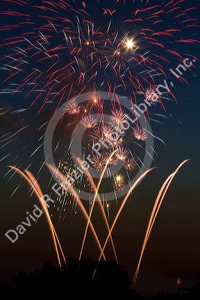 Fourth of July fireworks display in Boise, Idaho, USA.