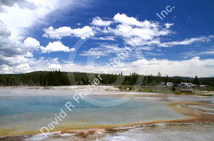 Rainbow Pool at Black Sand Basin in Yellowstone National Park, Wyoming, USA.