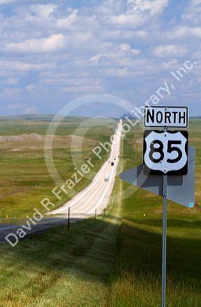 Highway 85 north road sign, South Dakota, USA.