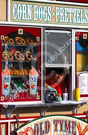 Shop selling snacks on Pier 39 in San Francisco, California, USA.