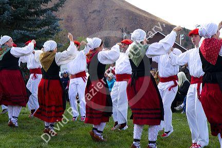 The Oinkari Basque Dancers perform at the Trailing of the Sheep Festival in Hailey, Idaho, USA.