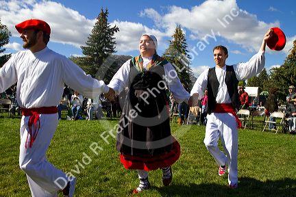 The Oinkari Basque Dancers perform at the Trailing of the Sheep Festival in Hailey, Idaho, USA.