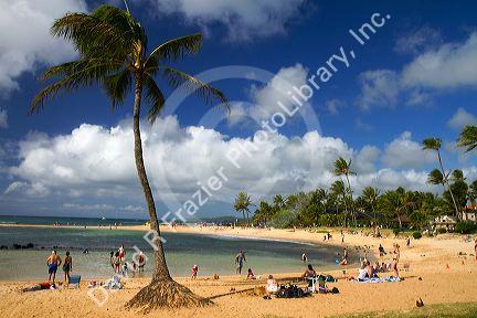 Poipu Beach Park on the southern coast of Kauai island, Hawaii, USA.